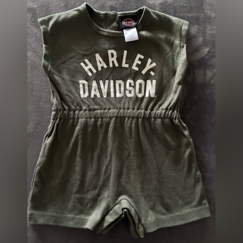Harley-Davidson Green Romper with Logo 12-18 more months